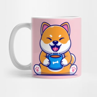 Cute Shiba Inu Dog Holding Hot Coffee Cup Cartoon Mug